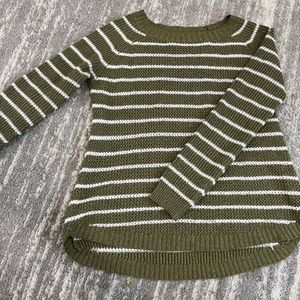 Women’s green and white striped sweater